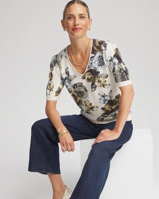 Floral V-Neck Sweater Tee | Chico's